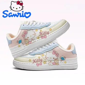 Обувь Hello Kitty Cinnamoroll Kuromi My melody с рисунком аниме, милая обувь с сердечками для девочек, изысканный спортивный универсальный подарок к празднику для девочек