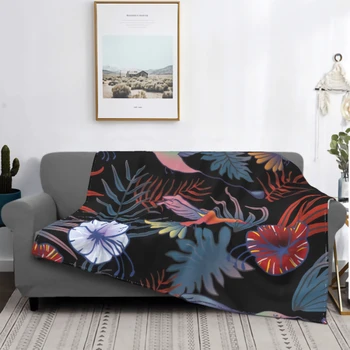 Одеяло с Колибри и тропическими цветами для дивана-кровати, супер Мягкое Уютное Плюшевое Пушистое одеяло из микрофибры, Легкие теплые Накидки