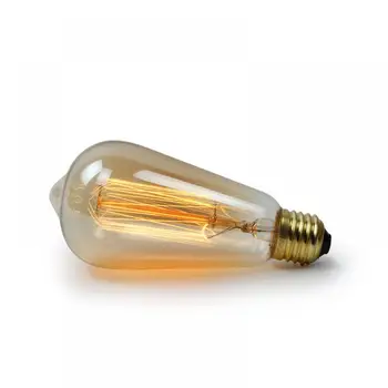 Оптовая продажа 10 штук E27 Ретро Лампа с регулируемой яркостью 40 Вт Винтажная Лампа Накаливания из Янтарного стекла Edison Bulb St64 G80 G95 G125