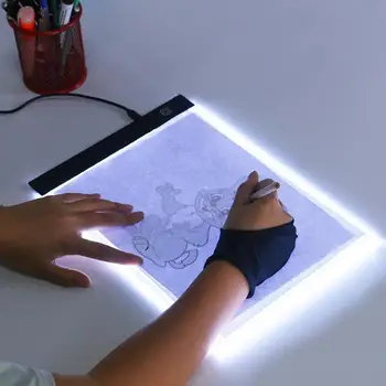 Оптовая продажа 33,5 см Цифровой графический планшет формата А4 со светодиодной подсветкой, копировальный стол для рисования, трехуровневый письменный стол без ступеней затемнения