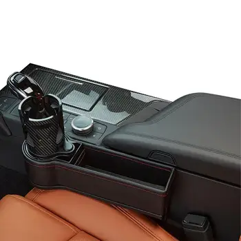 Органайзер для наполнения зазоров в автомобильных сиденьях, ящик для хранения зазоров в автомобильных сиденьях, консоль из искусственной кожи с двойным подстаканником, прочный автомобильный карман