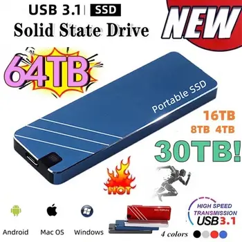 Оригинальный Высокоскоростной SSD-накопитель емкостью 1 ТБ Портативный Внешний твердотельный жесткий диск с интерфейсом USB3.0 HDD Мобильный жесткий диск Для Ноутбука/mac/ПК