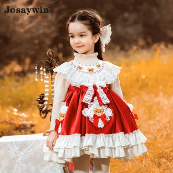 Осенне-зимнее платье для девочек, детское платье в стиле Лолиты, Кавайные свадебные платья для девочек, бальное платье Принцессы, праздничная одежда для девочек