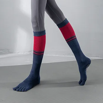 Осенне-зимние Домашние Носки для Йоги с длинной Трубкой до колена, Нескользящие Спортивные носки с пятью пальцами, Согревающие Танцевальные Женские Носки