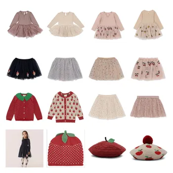 Осенне-зимний Ks 2023, Новый Вязаный Кардиган для девочек, свитера и шапки + Декоративное платье и юбка-пачка с блестками, женская Юбка-пачка