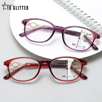 От +1,0 до + 4,0 Новые модные прогрессивные мультифокальные очки для чтения, Женские Очки с анти-синим светом, Очки по рецепту, очки с диоптриями