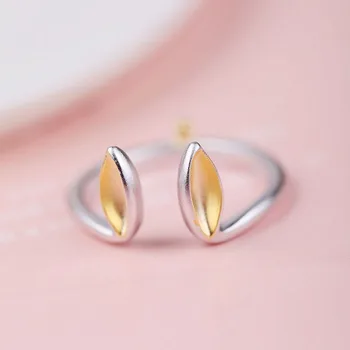 Открытые кольца с заячьими ушками из стерлингового серебра 925 пробы для женщин, Гипоаллергенная модная одежда для девочек, стерлинговое серебро-ювелирные изделия