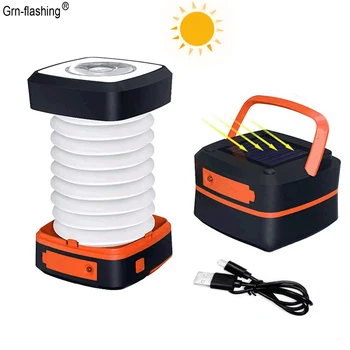 Открытый Солнечный Походный светильник Водонепроницаемый Портативный Складной Фонарь для Палатки Пеший Туризм Солнечная Энергия светодиодный Аварийный светильник SOS USB Перезарядка