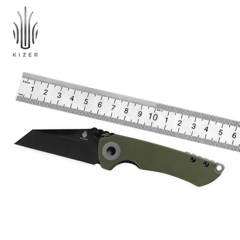Охотничий Нож Kizer Складной Critical Mini V3508A3 Flipper G10 Зеленый 2021 Новые Охотничьи Ножи Для Выживания на открытом Воздухе EDC Knife
