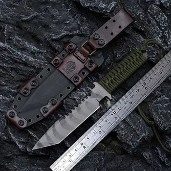 Охотничий нож из импортной стали высокой твердости ATS-34, тактический инструмент самообороны для выживания EDC, с ножнами K