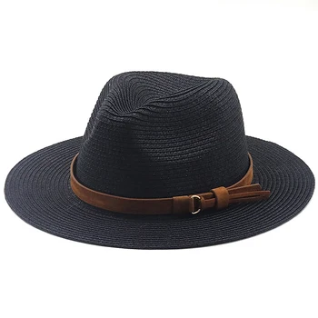 Панама, Летние Солнцезащитные Шляпы Для женщин, Мужская Пляжная Соломенная шляпа, Повседневные Кепки для путешествий, Элегантная Мужская шапка с широкими полями