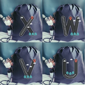Персонализированная сумка на шнурке с дорожным знаком и буквенным принтом для девочек, многофункциональные портативные сумки для мужчин и женщин, Рюкзак, женская сумка для йоги