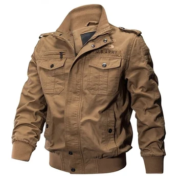 Плюс размер 6XL, военная куртка-бомбер, мужская весенне-осенняя повседневная хлопковая куртка-пилот с несколькими карманами, Армейское сафари, грузовая летная одежда