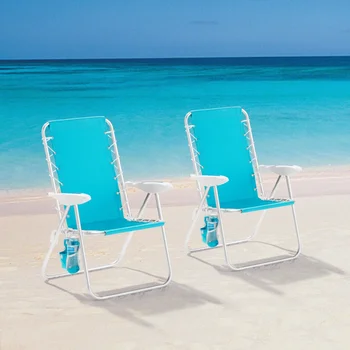 Пляжный стул с откидной спинкой Teal - 2 комплекта походных стульев на банджи, складная и переносная уличная мебель