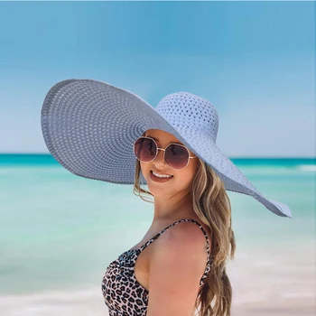 Повседневная соломенная шляпа большого диаметра 70 см, складные Летние солнцезащитные шляпы нового стиля, Женская солнцезащитная поддержка оптом