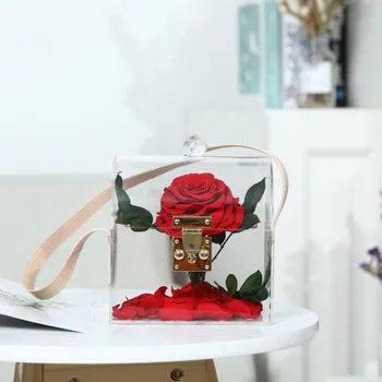 Подарки на Новый Год 2022, Вечный цветок В подарочной коробке, Красная Роза, Креативный подарок на День Святого Валентина, Розовые Сухоцветы, Романтический декор для дома