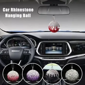 Подвесное зеркало заднего вида с украшением в виде кристаллов, подвесной шар, автомобильные аксессуары