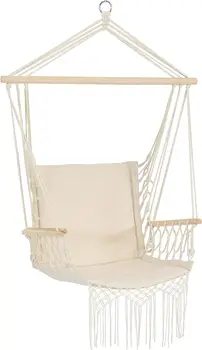 Подвесное кресло-гамак с подлокотниками - Ткань из поликоттона - Вместимостью 300 фунтов - натуральная