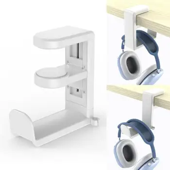 Подставка для наушников с зажимом под столом и кабельным органайзером, вращающийся на 360 градусов противоскользящий держатель для наушников, прочная стойка