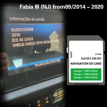 Подходит для Fabia III (NJ) 2019/2014-2020 гг. Обложка карты Нидерланды Италия Франция Карта Navi SD 32 ГБ