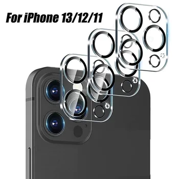 Прозрачная Защитная пленка для объектива задней камеры 3ШТ для iPhone 13 11 Pro Max 12 Mini из 3D закаленного стекла с черным ночным кругом