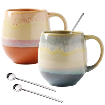 Простая кружка градиентного цвета, офисная керамическая кружка с ручкой для кофе и молока, тисненая пара, чашка для овсянки, фруктовый сок, чашка для чая