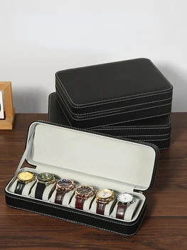 Простая пылезащитная кожаная коробка для хранения бытовых часов, высококачественная изысканная кожаная шкатулка для ювелирных изделий на молнии, ящики для хранения дисплеев