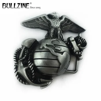 Пряжка для ремня с логотипом морской пехоты США из цинкового СПЛАВА оптом от Bullzine с оловянной отделкой FP-02517 подходит для ремня шириной 4 см