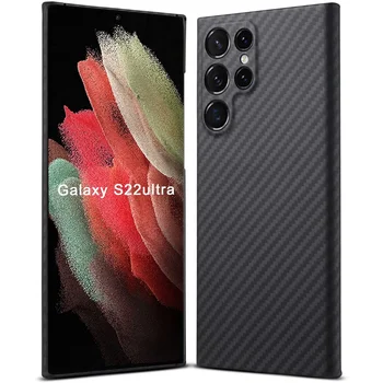 Прямая поставка, натуральное арамидное волокно, супертонкий карбоновый чехол для Samsung Galaxy S22 Ultra 5G S22 Plus S22 + черный чехол
