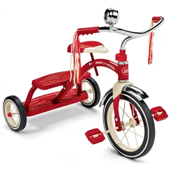 Радиофлаер, классический красный двухъярусный трехколесный велосипед, 12 