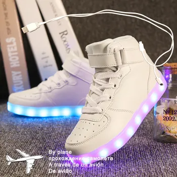 Размер 25-46, Детская светящаяся обувь со светодиодной подзарядкой от USB, Детская обувь с крючком и петлей, Детские Светящиеся кроссовки, Детская светящаяся обувь Со светодиодной подзарядкой