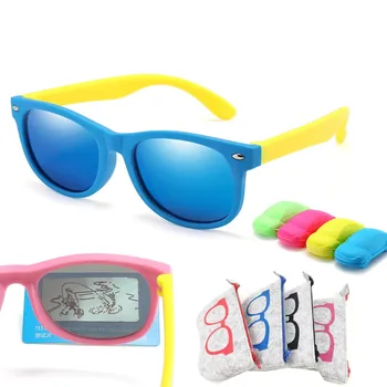 Резиновые поляризованные солнцезащитные очки для детей TR90, Зеркальные солнцезащитные очки Polaroid для мальчиков и девочек, Силиконовые защитные очки для детей, детские UV400