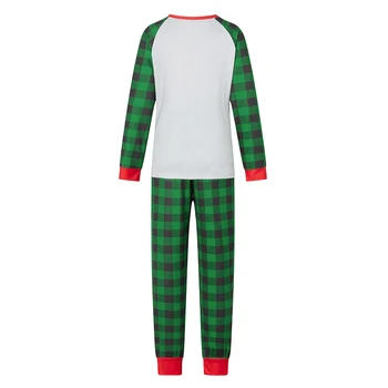 Рождественские пижамы для семьи, топы с длинными рукавами и принтом в виде елки, Клетчатые брюки, Комплект Зимней пижамы