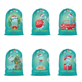 Рождественский мешок для конфет Для мальчиков и девочек, Веселый Рождественский динозавр, Милый подарок, Чулок, сумка для вечеринки, Супермаркет, Подарочный карман на шнурке