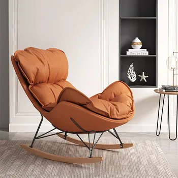 Роскошное одноместное эластичное кресло-диван из ткани Премиум-класса, кронштейн в Скандинавском Стиле, стулья-качалки для гостиной, Мебель для шезлонгов на балконе