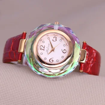 Роскошные женские часы Melissa Lady, Японские кварцевые часы, Изысканное Модное платье, браслет, Кожаные стразы, подарок для девочки