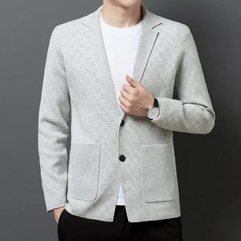 Роскошный новый Брендовый дизайнерский модный вязаный кардиган; классные куртки для мужчин; Классические повседневные пальто в корейском стиле; мужская одежда