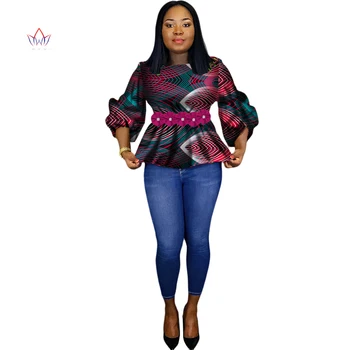Рубашка с африканским принтом из Бинтаревого воска для женщин, Дашики, Африканская одежда с цветочным принтом, Базен, Большие Размеры, традиционная африканская одежда, WY2243