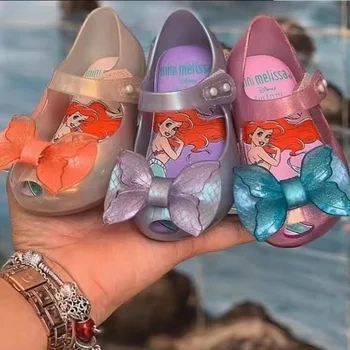 Сандалии с русалочкой из мультфильма Диснея для девочек, нескользящая пляжная обувь для мальчиков, Летние кроссовки