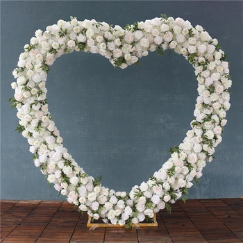 Свадебное украшение из искусственных цветов в форме 3D розы в форме сердца, индивидуальная романтическая свадебная гирлянда для декора арки на заднем плане