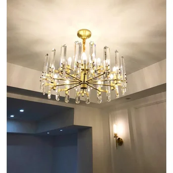 Светодиодные светильники Современная роскошная хрустальная люстра в американском стиле, освещение столовой, декоративная вилла, кровать, гостиная