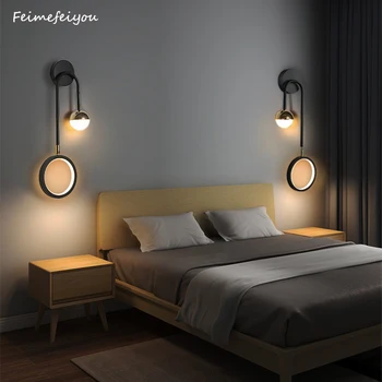 Светодиодный современный интерьерный настенный светильник для изголовья кровати, круглый шар, фоновый настенный светильник для прохода в гостиную, креативный настенный светильник в скандинавском стиле