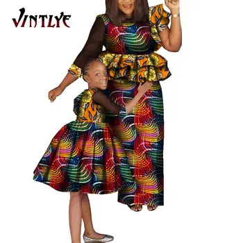 Семейная одежда в африканском стиле Дашики для мамы и дочки, женский комплект из топа и юбки в африканском стиле и платья для девочек в африканском стиле WYQ765