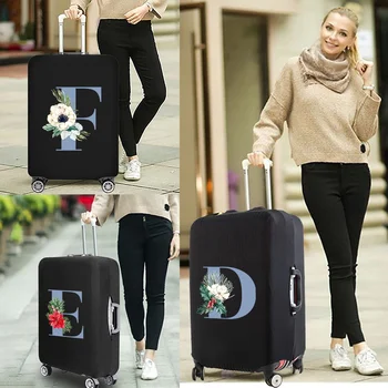 Синий защитный чехол для багажа с цветочным принтом, толстый эластичный чехол для путешествий, аксессуары для путешествий, применяются к 18-32-дюймовому чемодану