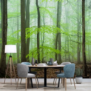 Скандинавский Зеленый лес, Природные пейзажи, обои 3D Для гостиной, ТВ-фон, Настенная роспись, Обои для домашнего декора, Живопись