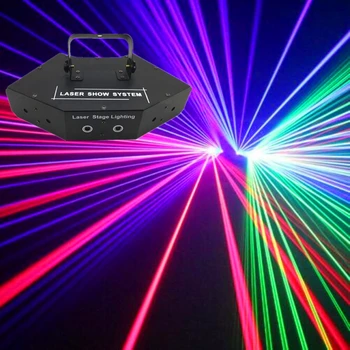 Сканер Эффекта Линейного луча лазерного луча RGB, DJ Dance Home Party Disco Stage Lighting Laser System Show 6 Лазерных Ламп Сканирования объектива