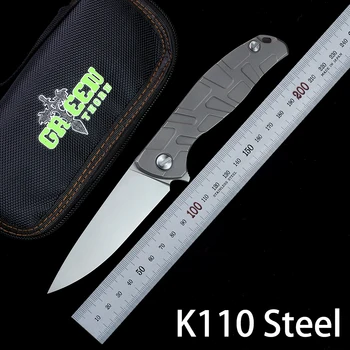 Складной нож Green thorn F95 с ручкой из стали и титанового сплава K110, нож для выживания на открытом воздухе, EDC, походный нож для самообороны