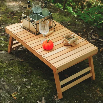 Складной стол для кемпинга Из массива бука, рабочий стол со встроенными винтами, для пикника, рыбалки, домашней комнаты, для приготовления кофе, чая