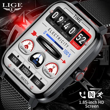 Смарт-часы LIGE NFC с Bluetooth-вызовом IP68, Водонепроницаемые, с пользовательским циферблатом, с мониторингом сердечного ритма, 1,85 