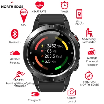 Смарт-часы North Edge, GPS, Bluetooth-совместимые, умные часы Для мужчин и женщин, водонепроницаемые, IP67, монитор сердечного ритма, артериального давления, часы
